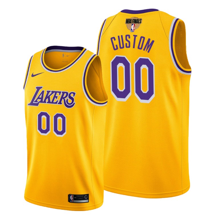 Men's Los Angeles Lakers 2020 Gold Customized Finals Bound Icon Edition Stitched Jersey